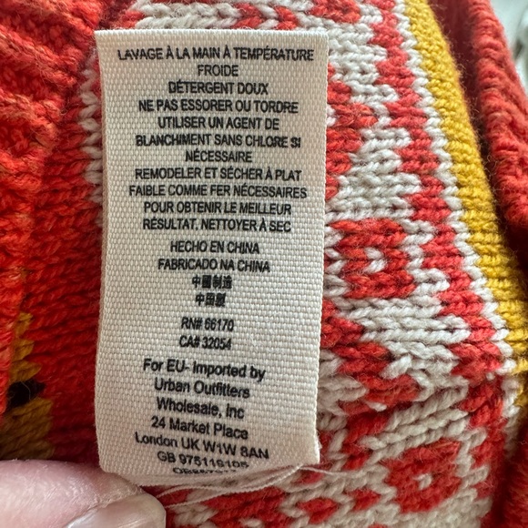 Free People Fair Isle Cropped Crew Neck Sweater Vest Orange Size XS Xsmall - Picture 5 of 5